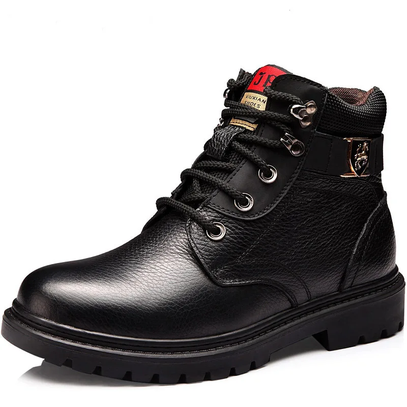 

BRAND GENUINE LEATHER MEN SHOES AUTUMN WINTER MEN BOOTS FASHION VINTAGE STYLE MALE MOTORCYCLE SHOES HIGH-CUT MEN CASUAL SHOES 44