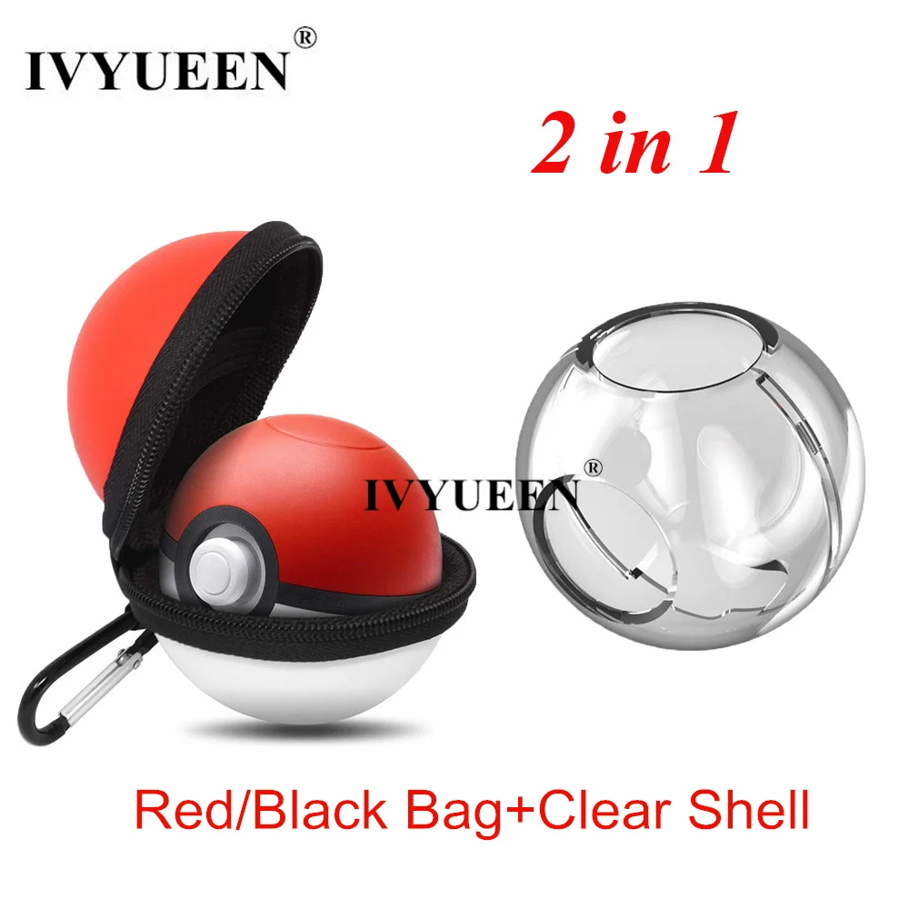 

IVYUEEN 2 in 1 Poke Ball Plus Case for Nintend Switch Pokeball Controller Red Black Carrying Bag & Crystal Clear Protector Shell