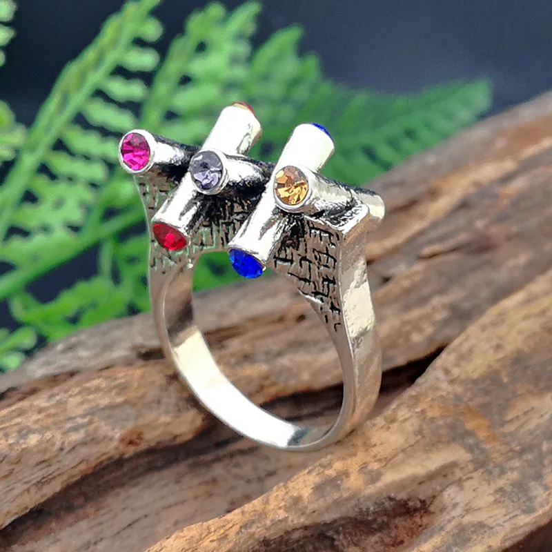 2019 индийские ювелирные изделия Большое Серебряное кольцо с разноцветным