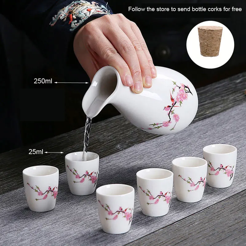 Японский Стиль винный набор японский Саке Кубок Керамика кувшин для розлива вина