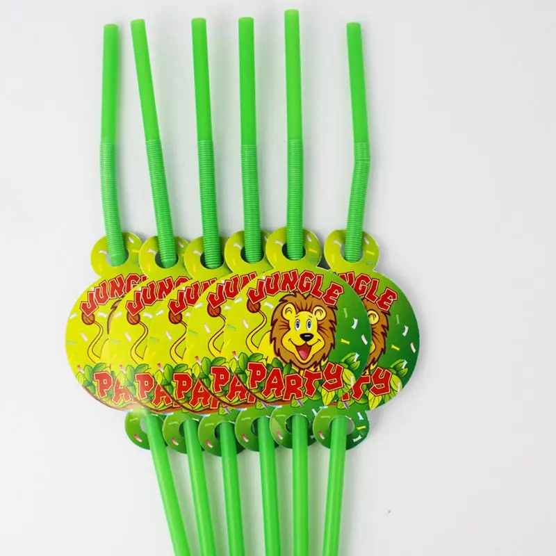 straw 6pcs 20 шт./лот Подарочная сумка с рисунком короля льва для вечеринки в честь рождения ребенка Подарочная сумка для конфет вечерние одноразовые пластиковые пакеты в стиле джунглей - Цвет: straw 6pcs