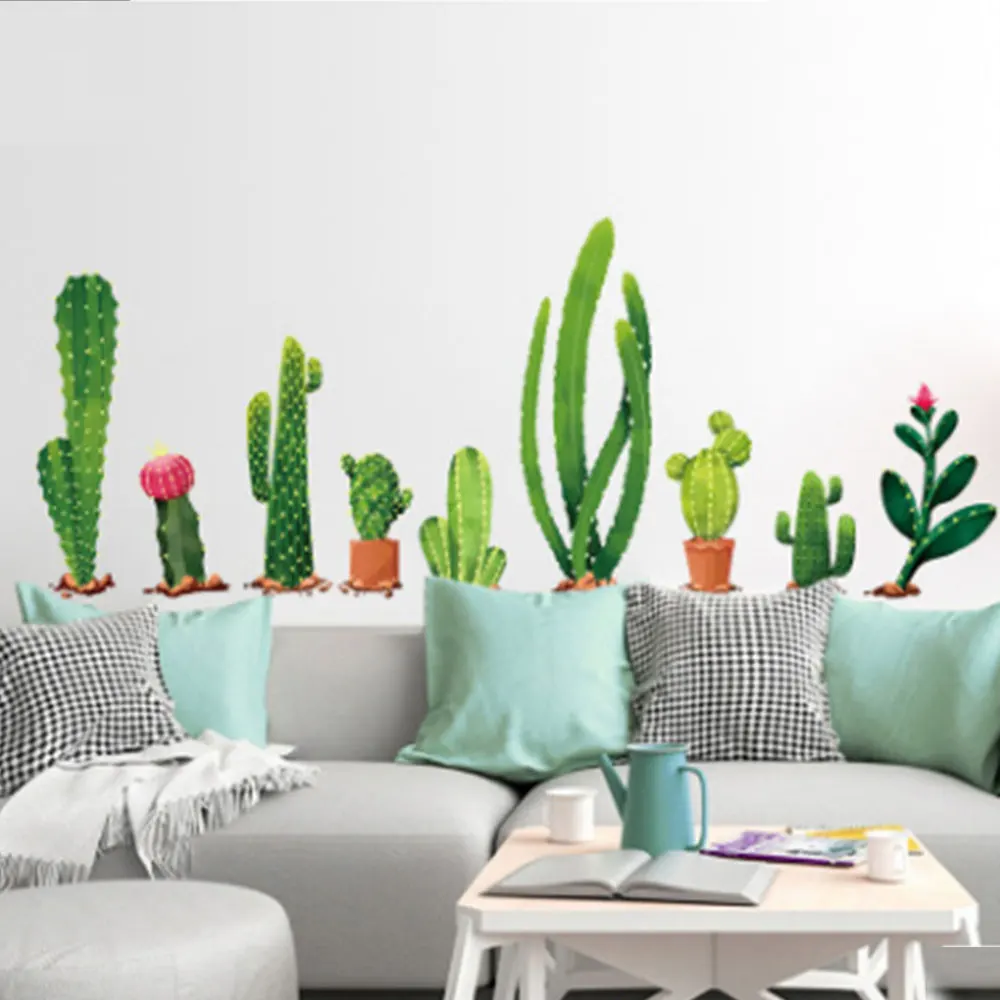 

Plant cactus Pastoral style Wall Stickers Living room Bedroom background household decoration Mural Decal wall decor wallpaper