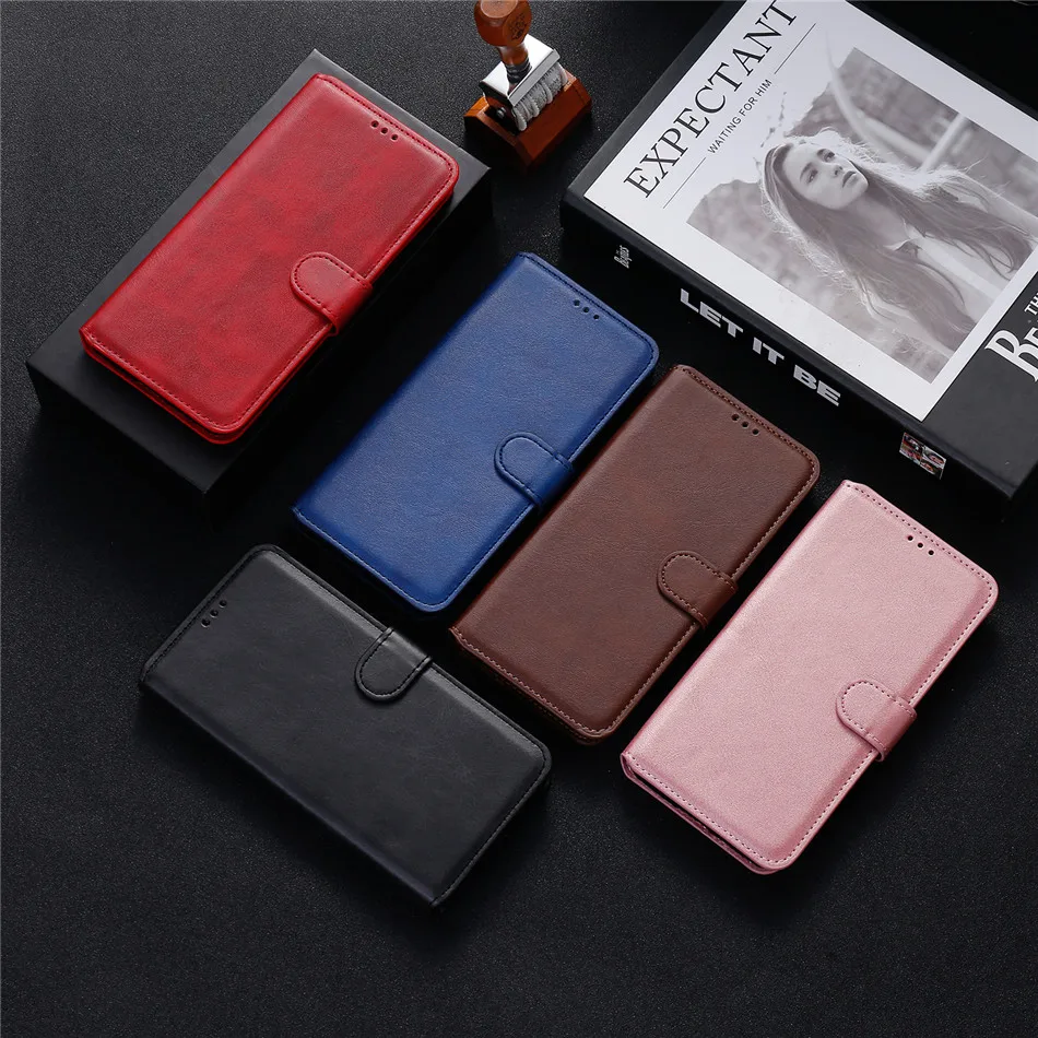 

Solid Color Leather Flip Case For Samsung Galaxy Note 10 Pro S7 Edge S8 S9 S10 S10E S20 Plus S20 Ultra 5G Cover PU Wallet Bags