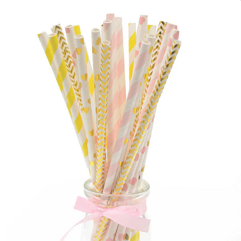 25 шт./лот цветная бумага для питья соломинки свадебного декора день юбилея