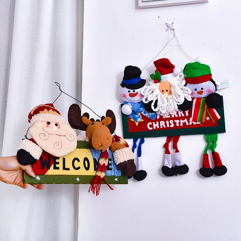 

Christmas decoration European-style wooden elk welcome door hanging on the wall