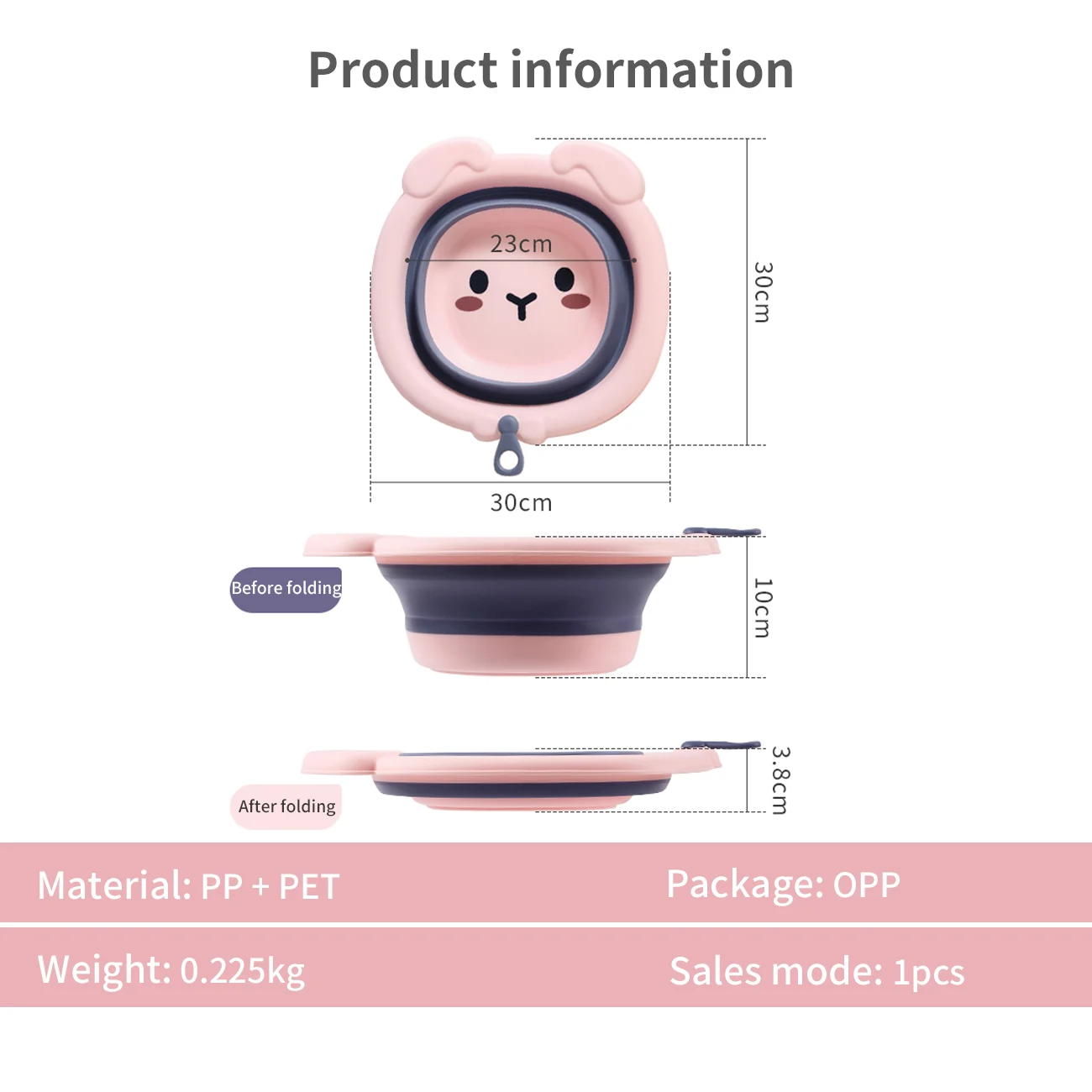 

Children's Folding Washbasin Portable Household Plastic Basin Thick And Durable Cute Small Basin