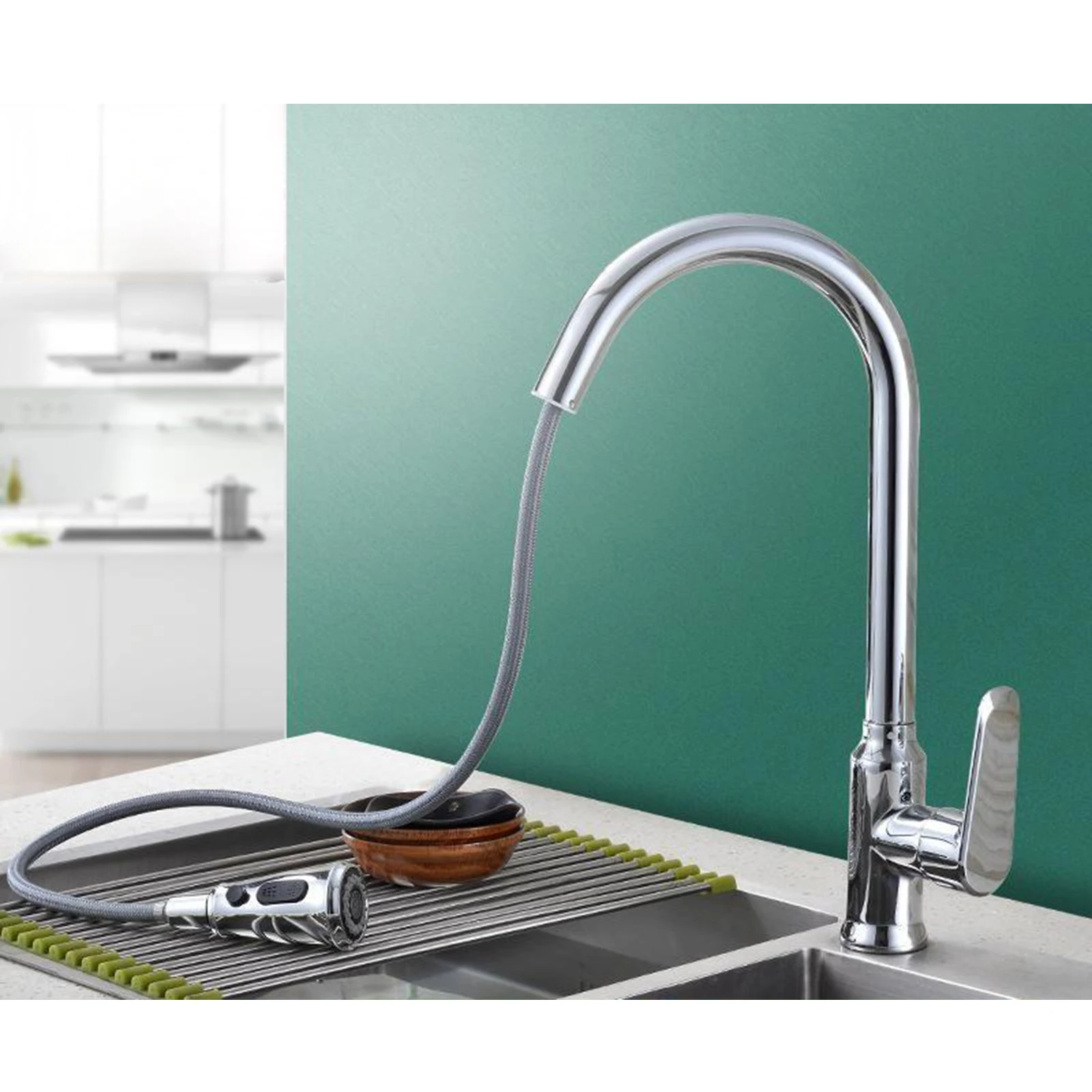 

Brass Pull Out Kitchen Faucets Dual Mode Tap Universal Water-saving Tools