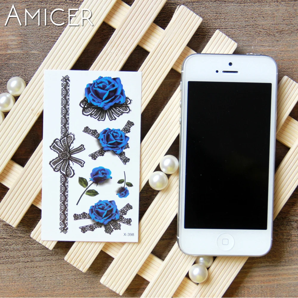 3D водостойкая временная татуировка наклейка Розовая Сексуальная кружевная