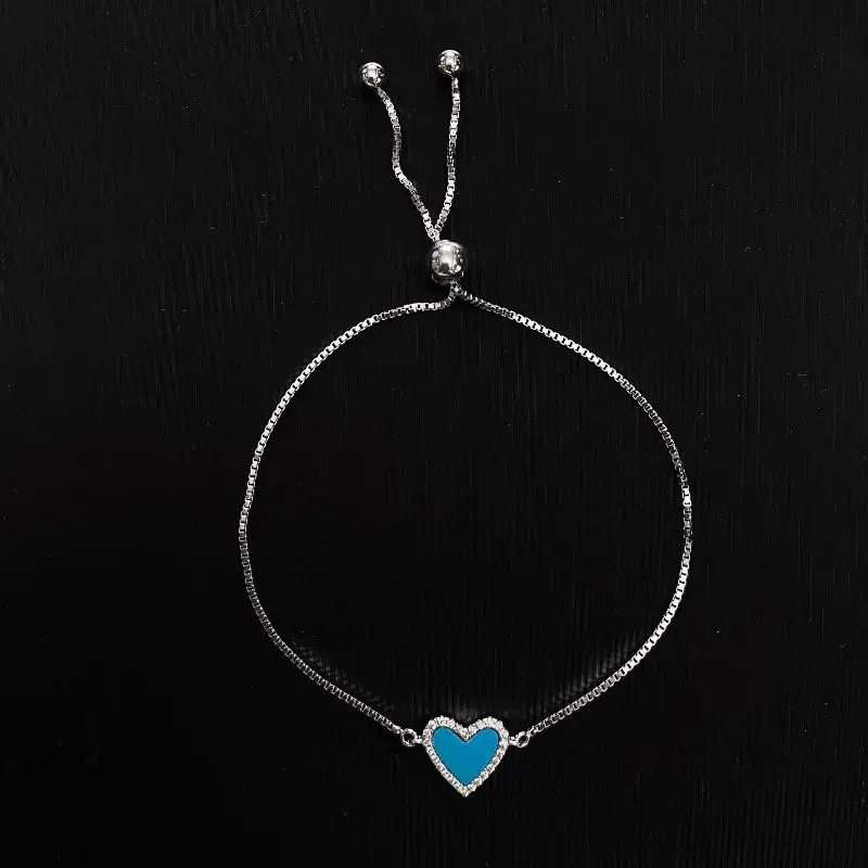 Браслет-цепочка женский из серебра 925 пробы с синим драгоценным камнем |