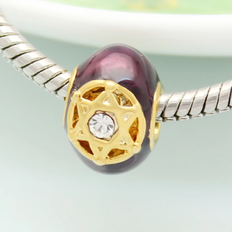 Бесплатная доставка позолоченный фиолетовый кристалл с двойными треугольниками