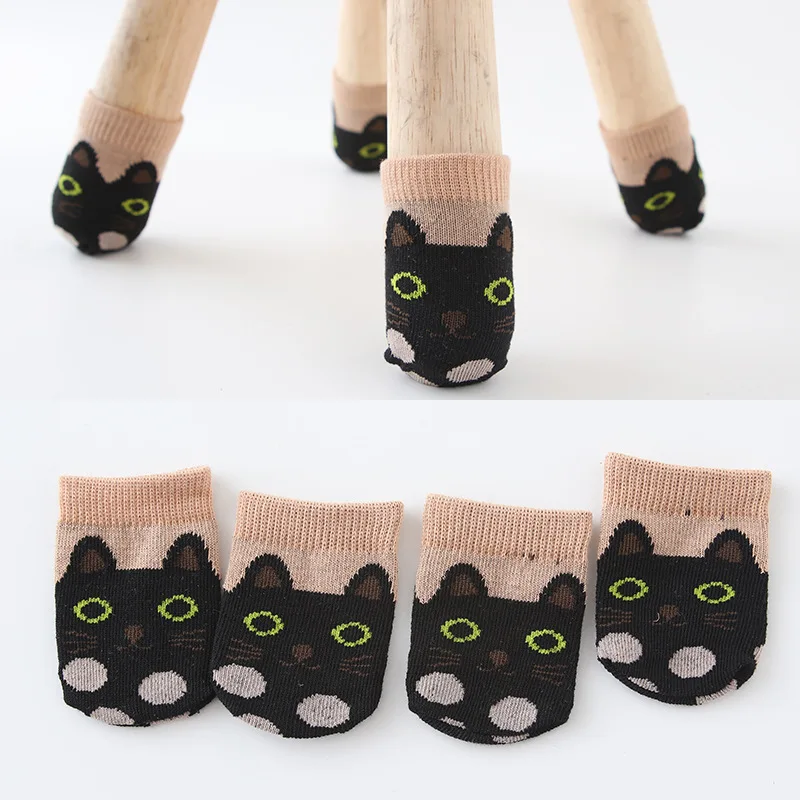 

4pcs/lot Cartoon Table Foot Socks Chair Leg Covers Floor Protectors Non-Slip Knitting Socks Furniture Home Decoration
