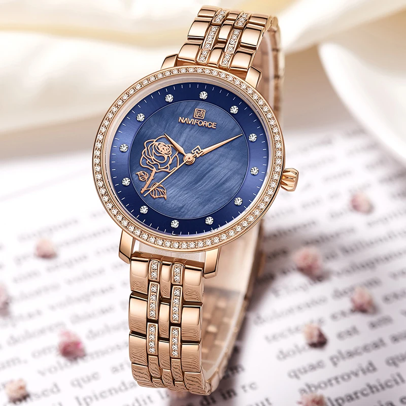 Часы наручные NAVIFORCE женские кварцевые брендовые Роскошные водонепроницаемые с