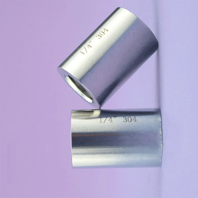 

SUS304 Pipe Fitting High Pressure Female Thread Round Thickened Seamless Direct Through Pipe Joint Circular 1/8" 1/4" 3/8"
