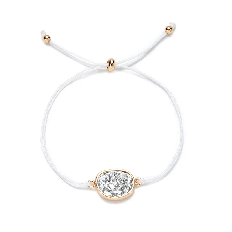 WE Trendy Irregular Rope Bracelet for Women Natural Stone Crystal Cluster Multi-color Love Jewelry Valentine Girl Gifts Dropship - Окраска металла: C