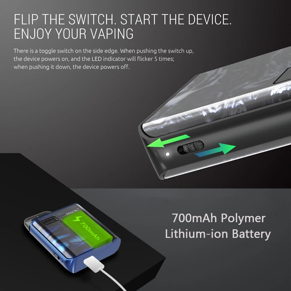 Оригинальный набор SMOK Mico 700 мАч вейп электронная сигарета с 1 7 мл Pod Форсунка