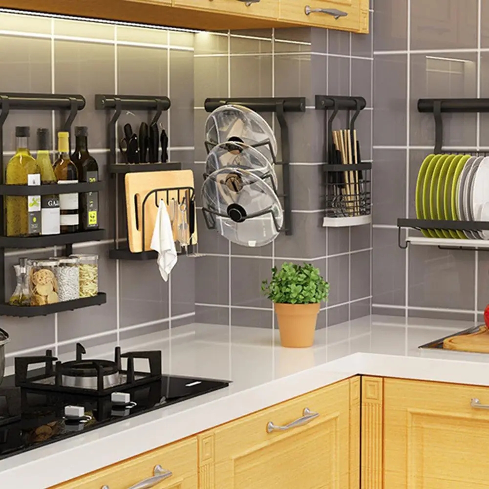 Стеллаж для крышек кастрюль настенный прочный без отверстий из нержавеющей