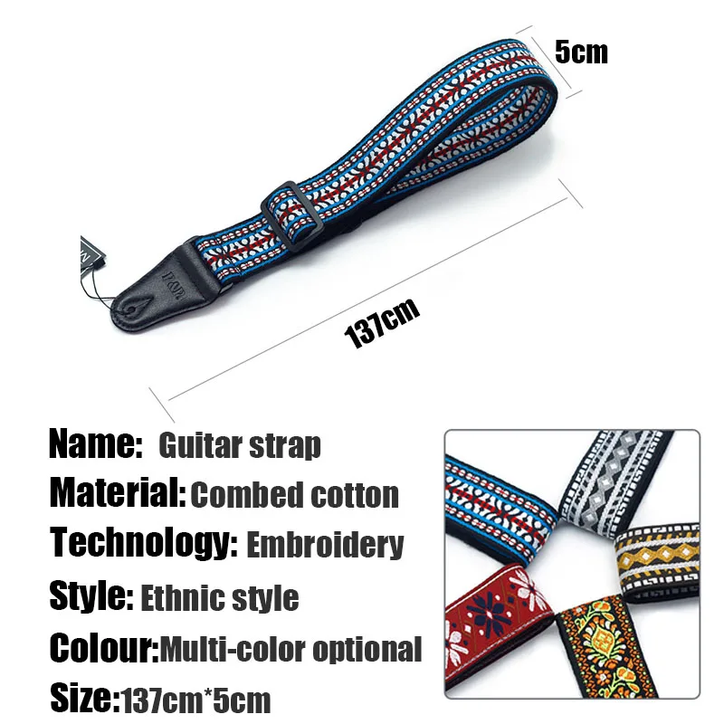 qualität 5 farben vintage blumen streifen akustische elektrische gitarre strap woven stickerei stoffe leder enden strap free global shipping