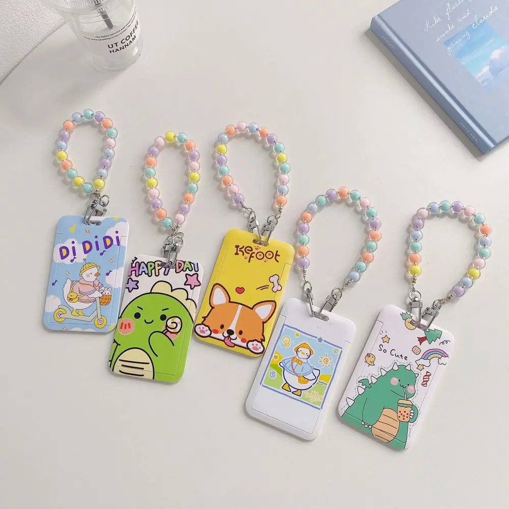 

Student Women Bus Card Bank Card Portable Credit ID Card Card Holder Card Case Beaded Bracelet Cartoon Card sleeve
