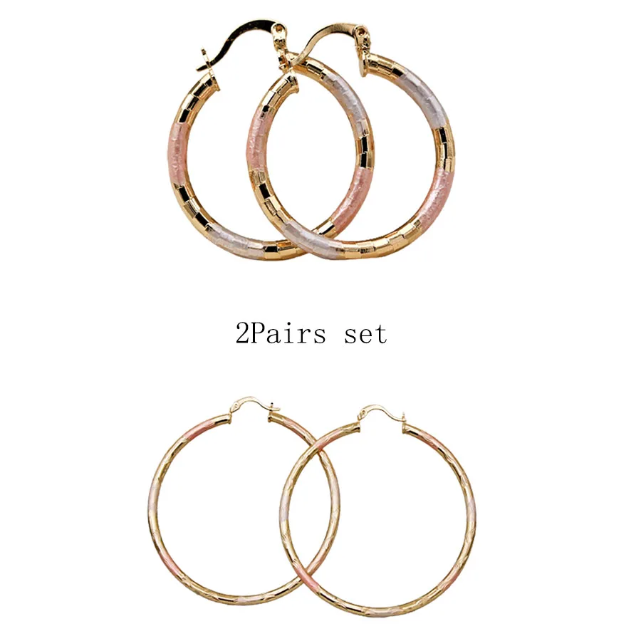 

Серьги-кольца женские медные, золотистые, розовые, 2 пары