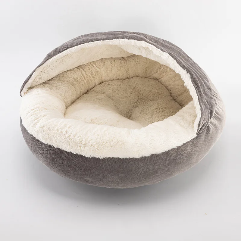 

Round Soft Plush Burrowing Cave Hooded Cat Bed Donut for Dogs & Cats Cuddler Round Comfortable Self Warming Indoor Sleeping Bed