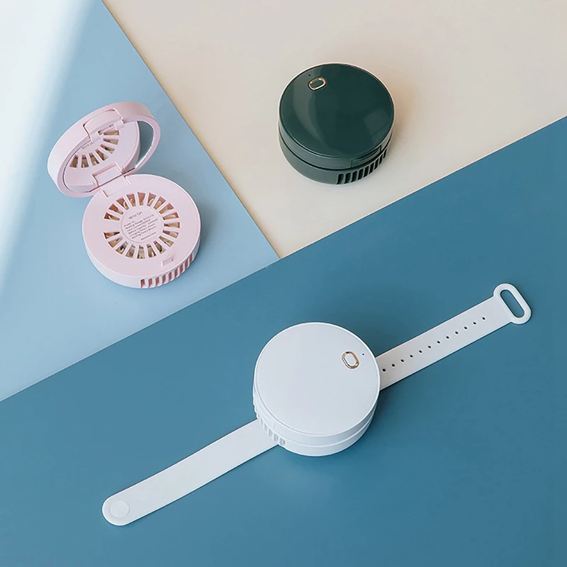 

Wrist Fan Mini Portable Rechargeable 1200MAh Battery with Vanity Mirror Leafless Watch Fan