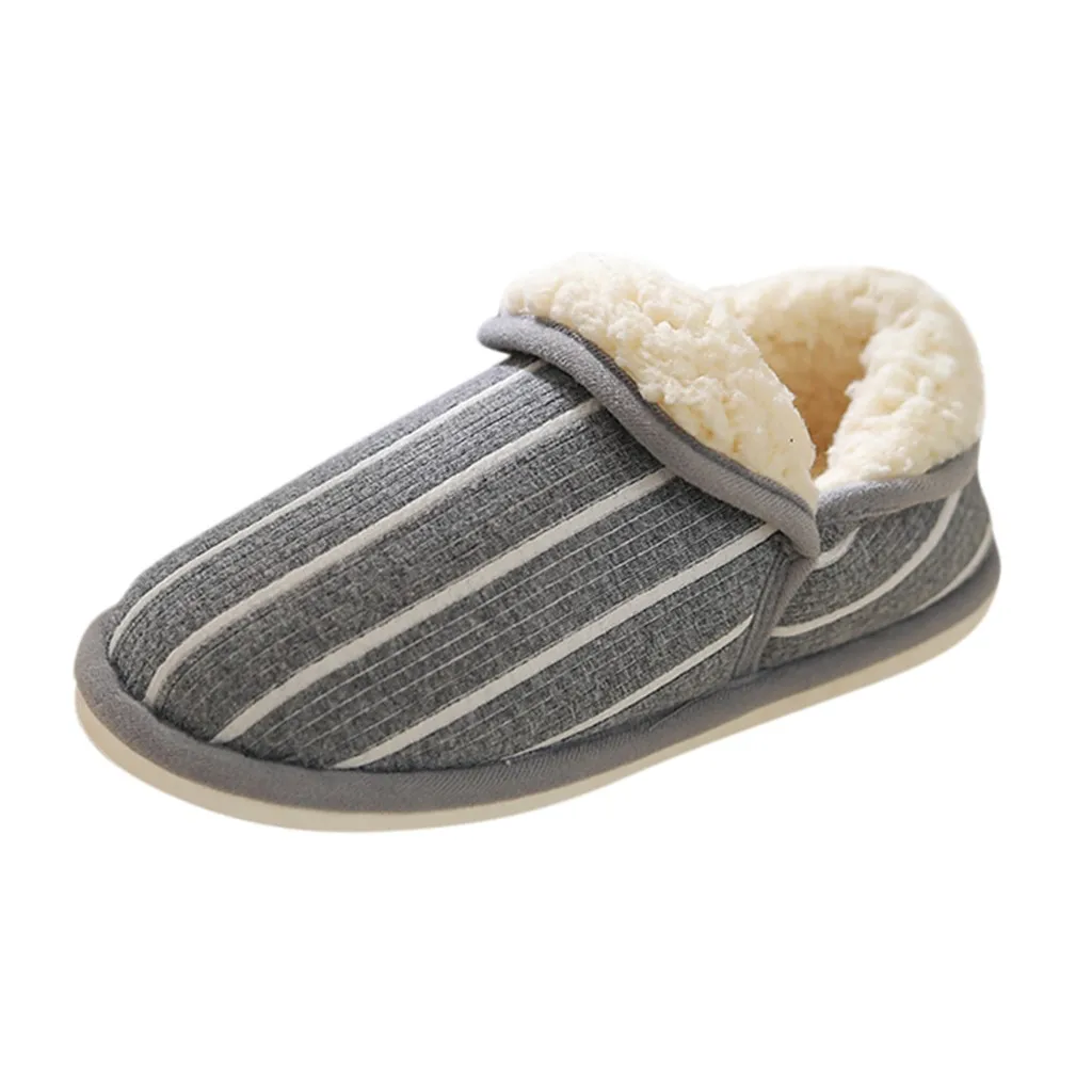 Тапочки в полоску Для мужчин из хлопка и плюша не скользкие слипоны плоская