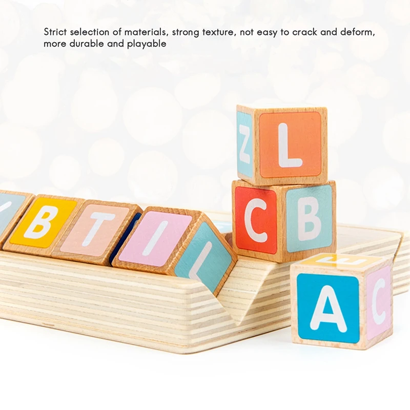 

Letters Wooden Toy Spelling English Word Game Teaching Blocks Cardboard Spell Word Education for Kids Gift