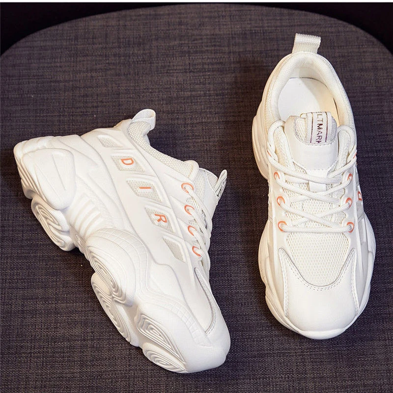 

Women's Sports Shoes Fashion Women's Sneakers 2021 Summer The New Solid Color All-match Comfortable Lace-Up Platform Shoes