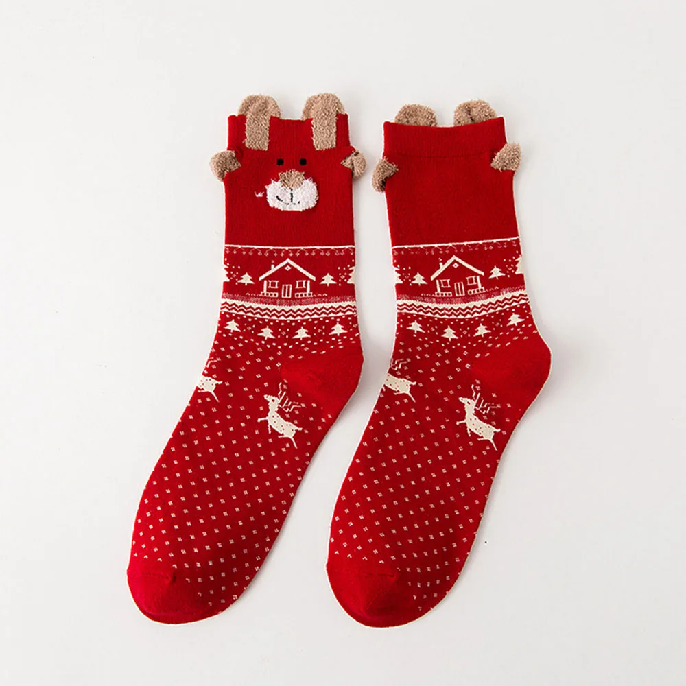 Christmas Women Sock Winter Warm Gifts Stereo Socks Soft Cotton Cute Santa Claus Deer Unisex Xmas | Женская одежда