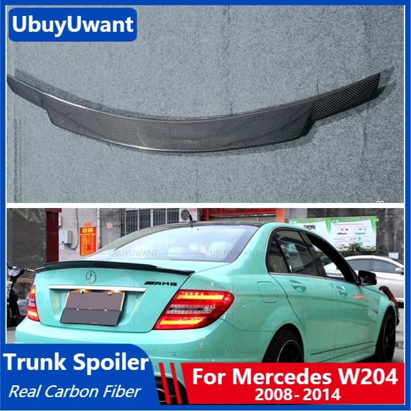 

Real Carbon Fiber For Mercedes W204 Spoiler 2008-2014 C-class C180 C200L C63 Car Lip Rear Trunk Wing Mercedes Spoiler C74 STYLE