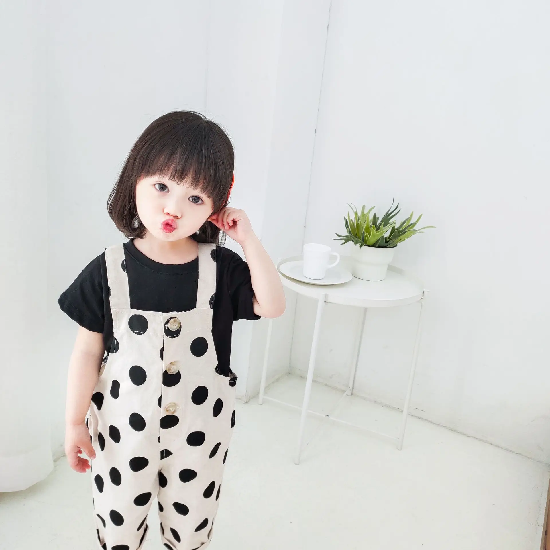 Весенний Свободный комбинезон с принтом в горошек для мальчиков и девочек 2020