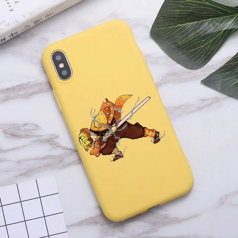 

Kurama Demon Slayer japanese anime manga Phone Case Candy Color for iPhone 6 7 8 11 12 s mini pro X XS XR MAX Plus