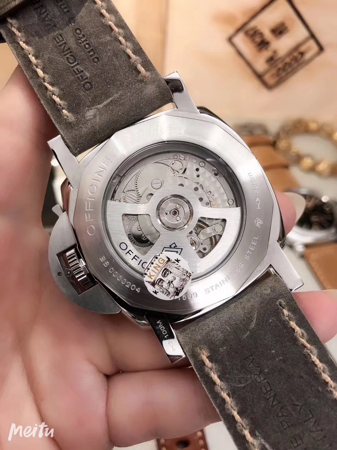 

Classic New Men Automatic Mechanical Stainless Steel AISI316L Leather Sapphire Glass Back Power Reserve Luminous 1950 Watch