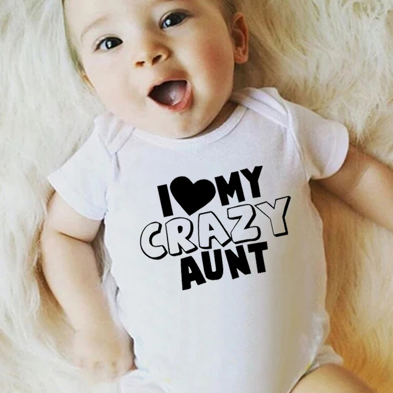 Футболки с надписью I Love My Crazy тетей от Carter's детский костюмчик забавная летняя
