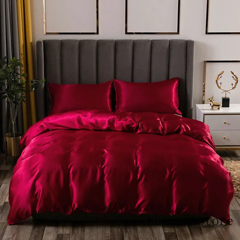 

Ice Silk Set Simple Solid Color Quilt Pillowcase Silky Naked Sleeping Bedding