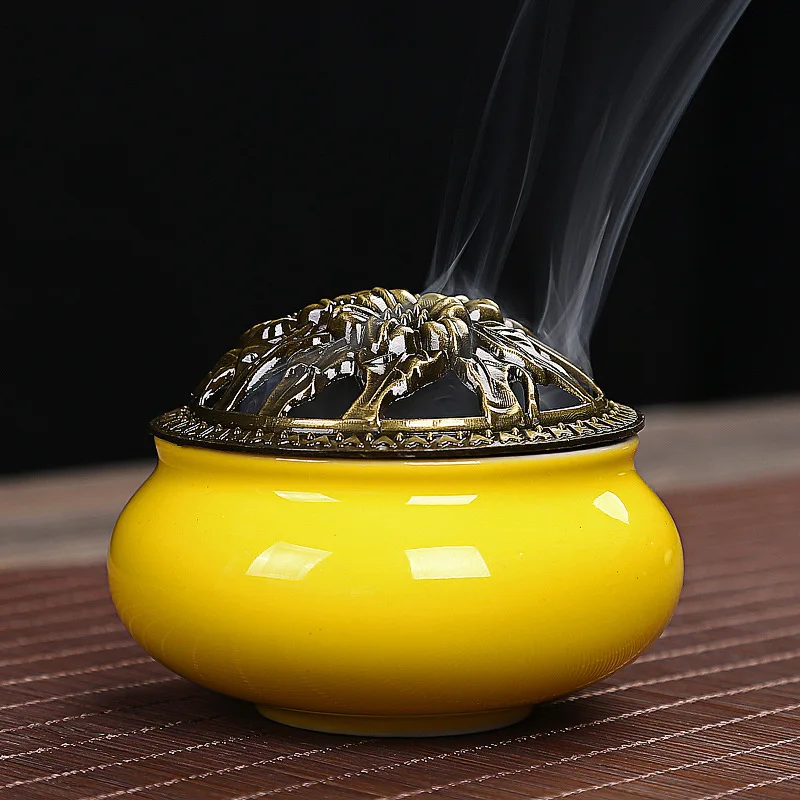 

Ceramic Incense Burner Alloy Bronze Mini Incense Burner Incensory Art Craft Home Decor