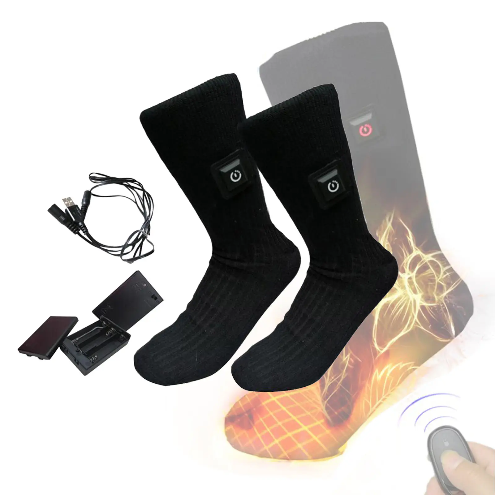 

1Pair Electric Heated Sock Adjustable Cotton Warmer Socks Foot Warmer Women Men Winter Socks for Hunting Christmas Gift