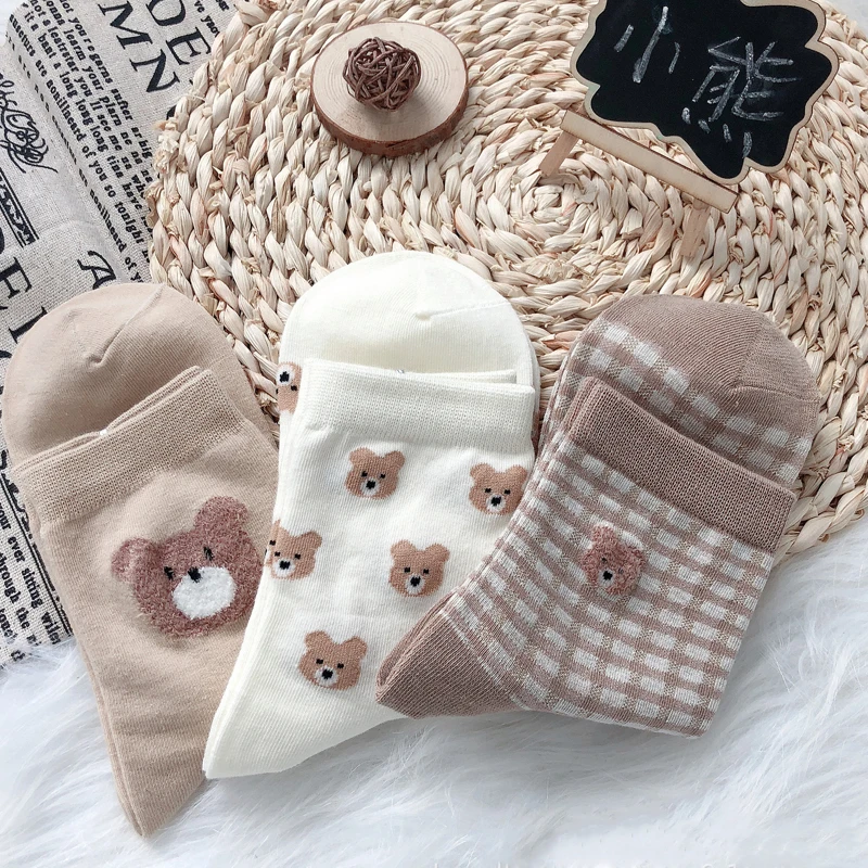 

Women Soft Fashionable Cute Cartoon Cotton Japanese Korean Socks Christmas Kawaii Bear Sailor Harajuku Slouch Streetwear Female