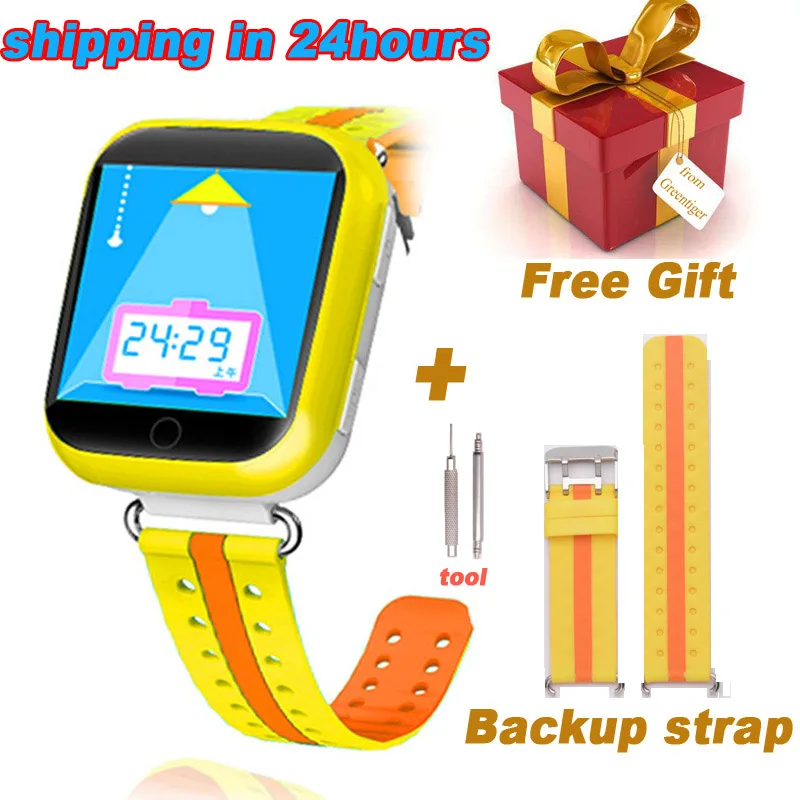 yellow with strap Gps умные часы Q750 Q100 Детские умные часы с 1,54 дюймовым сенсорным экраном SOS устройство отслеживания местоположения вызова для детей безопасный PK Q50 Q90 - Цвет: yellow with strap