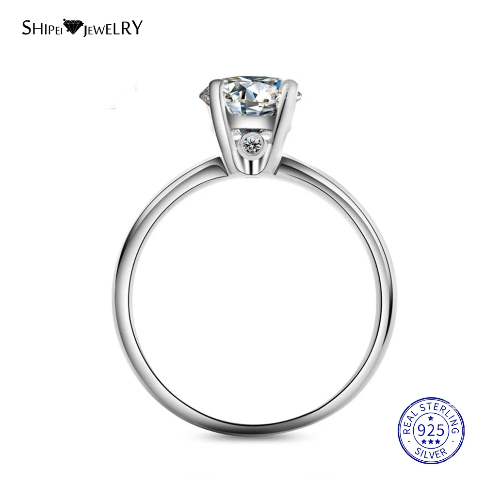 Женское кольцо с белым сапфиром Shipei обручальное из 100% серебра золотом и на День