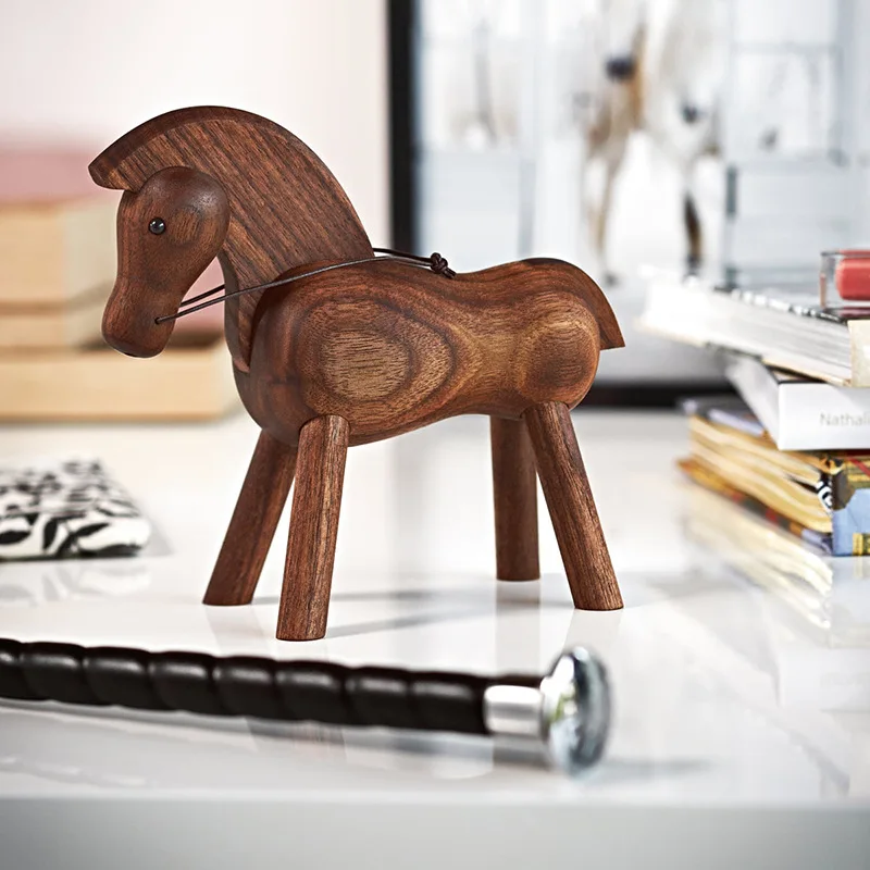 

Creative living room animal pony solid wood products decoration crafts