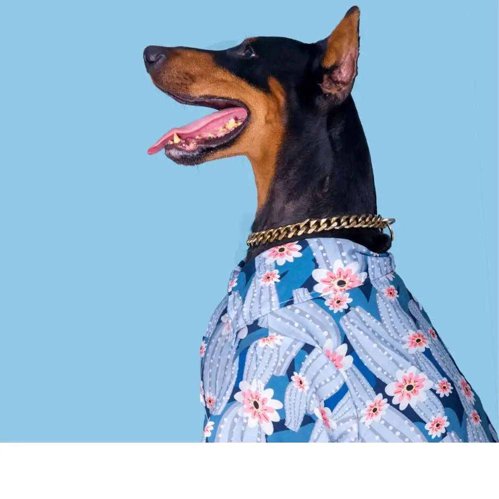 Модная летняя рубашка с цветочным принтом для маленьких средних и больших собак