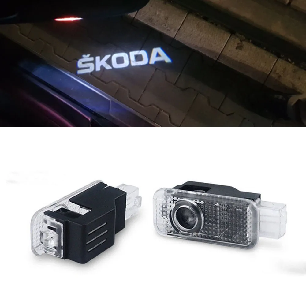 Автомобильный Дверной светильник 2 шт. для Skoda Superb 2006-2008 Octavia 2004-2006 Febia 2007-2009 Roomster