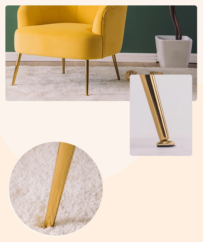 

Modern minimalist style fabric metal leisure sofa chair with backrest elegant lounge stool for apartment villa bedroom