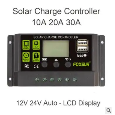 Режимы Auto PWM Контроллер заряда солнечной батареи 30 А 20 10 12 В 24 ЖК-дисплей Двойной