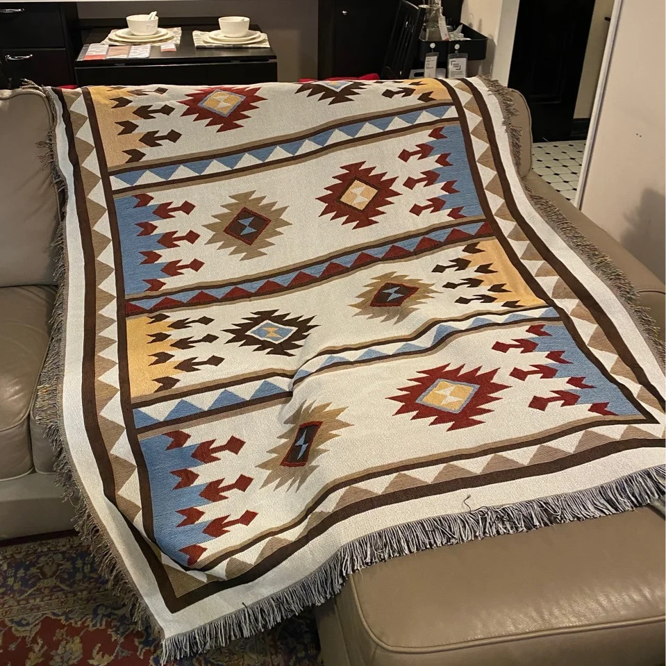 

Bohemian Tasseled Lounge Sofa Blanket Geometry Bedspread Outdoor Cape Beach Camping Towels Picnic Mat Hanging Blanket Tapestry