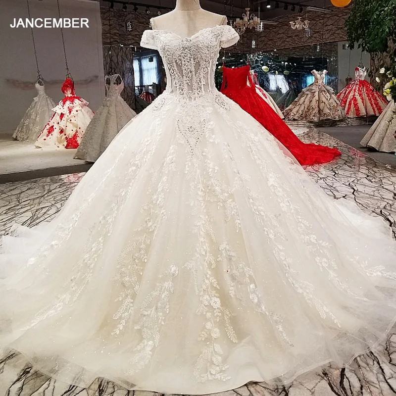 Бальное платье LS75278 свадебные платья 2020 с открытыми плечами со шнуровкой длинным