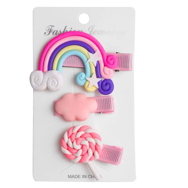 

3pcs/Set New Girls Cute Rainbow Clouds lollipop Hairpins Children Sweet Hair Clips Barrette Hair Ornament Cute Hair Accessories