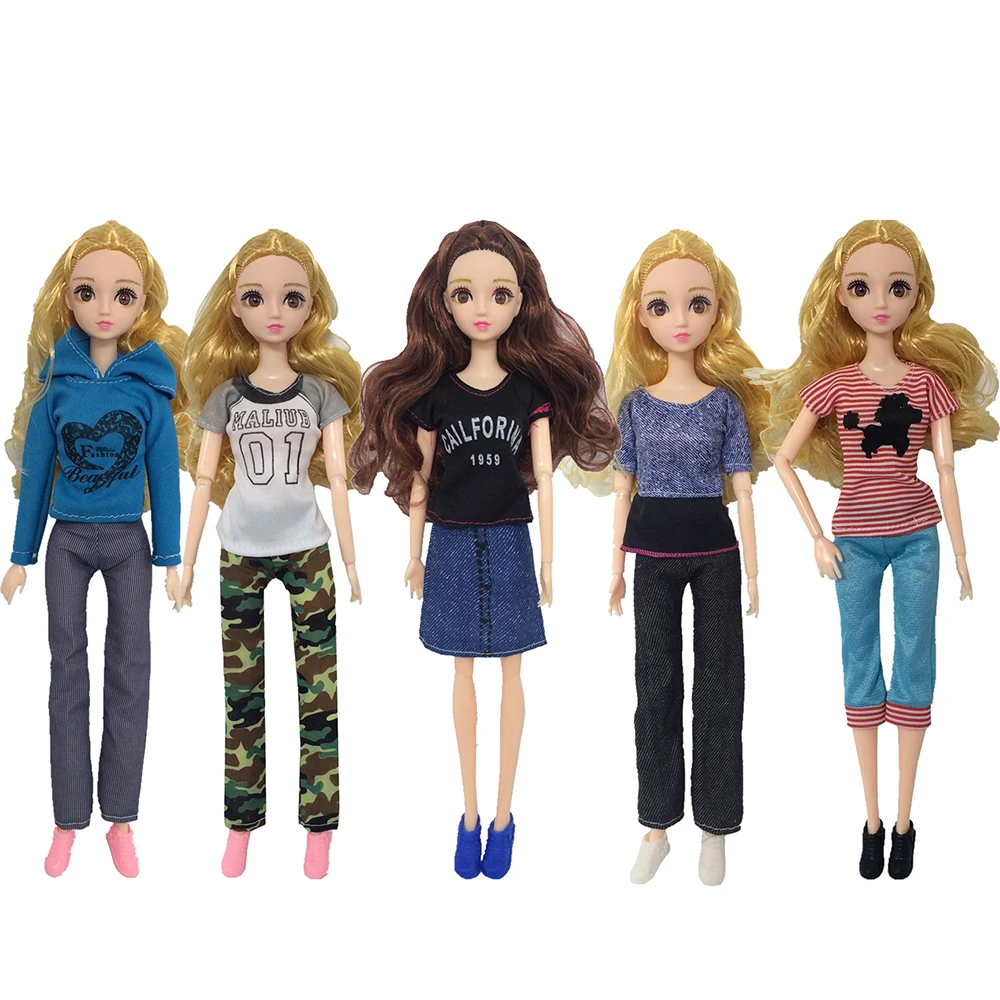 Повседневная Одежда для куклы футболка брюки летняя одежда аксессуары маленьких