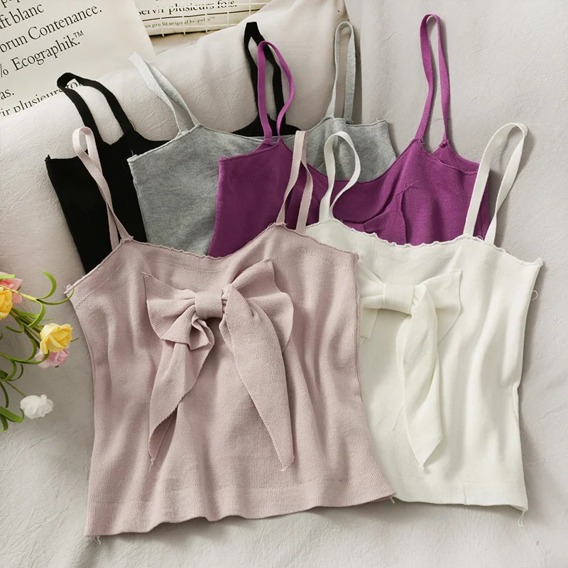 Подлые дизайн короткие с большим бантом пупок жилет женские 2021 сезон: весна лето